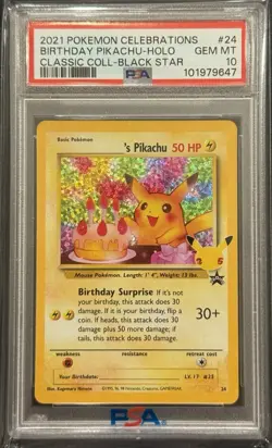 2021 PSA 10 POKEMON 25TH CELEBRATIONS CLASSIC CONFETTI HOLO BIRTHDAY PIKACHU 💎 - Image 1