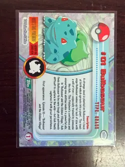 Topps Pokemon Bulbasaur #01 1999 TV Animation Edition Non Holo Green Logo - Image 2