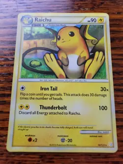 MP! - 2010 Pokemon, HeartGold SoulSilver, #10/123 Raichu, Cracked Ice Holo Rare - Image 1