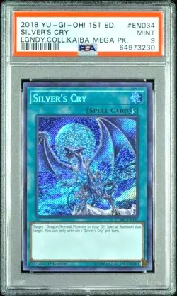 Yugioh PSA 9 Mint 2018 Silver's Cry LCKC-EN034 1st Edition Secret Rare - Image 1