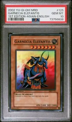 Yugioh PSA 10 Gem Mint 2002 Garnecia Elefantis MRD-125 1st Super *Asian-English* - Image 1