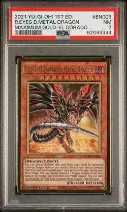 Yugioh PSA 7 2021 Red-Eyes Darkness Metal Dragon MGED-EN009 (Alt Art) Pack Fresh - Image 1