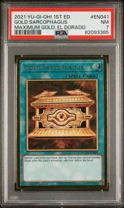 Yugioh PSA 7 2021 Gold Sarcophagus MGED-EN041 Premium Gold Rare Pack Fresh - Image 1