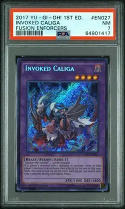 Yugioh PSA 7 NM 2017 Invoked Caliga FUEN-EN027 1st Secret Rare - Image 1
