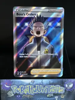 Pokemon Card Boss's Orders SWSH251 Black Star Promo Full Art Trainer Holo NM - Image 1
