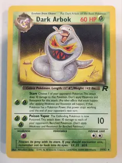 Dark Arbok 19/82 W Stamp Team Rocket 2000 WOTC Vintage Pokemon Card NM Tcg - Image 1