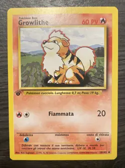 Pokemon Card Base Set Italian Growlithe 28/102. Vintage First Edition - Image 1