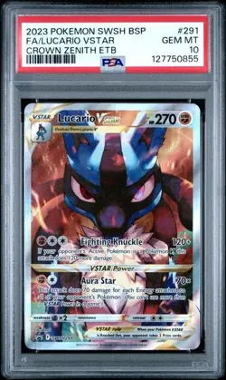 PSA 10 GEM MINT Lucario VSTAR Promo SWSH291 Crown Zenith ETB Pokemon Card - Image 1