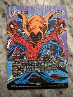 Spider-Man MTG Magic The Gathering Mar Eternal-Legal Borderless Saw In Half - Image 1