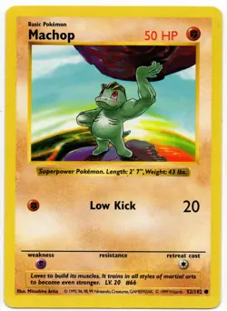 Pokemon - Shadowless Base Set Machop 52/102 LP - Image 1
