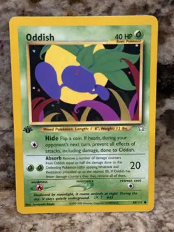 2000 Neo Genesis Oddish 68/111 1st Edition Wotc Vintage Pokemon Card - Image 1
