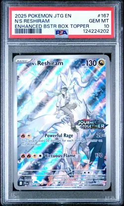 2025 POKEMON JTG EN-JOURNEY TOGETHER #167 N'S RESHIRAM PSA 10 - Image 1