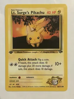 Pokemon TCG Lt. Surge's Pikachu 84/132 Gym Challenge 1st Edition - Image 1