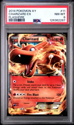 2014 POKEMON XY FLASHFIRE #11 CHARIZARD EX PSA 8 - Image 1