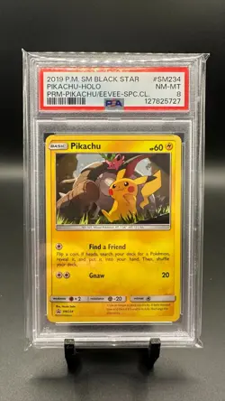 2019 POKEMON SM BLACK STAR PROMO #SM234 PIKACHU-HOLO PSA 8 - Image 1