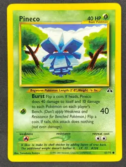Pokemon Pineco 61/75 N2 Neo Discovery Unlimited LP/NM - Image 1