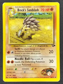 Pokemon Brock's Sandslash 36/132 G2 Gym Challenge Unlimited MP - Image 1