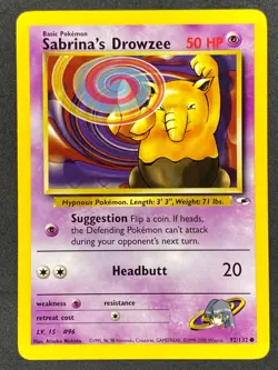 Pokemon Sabrina's Drowzee 92/132 G1 Gym Heroes Unlimited LP/NM - Image 1