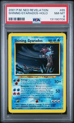 2001 Pokemon Neo Revelation Shining Gyarados Holo PSA 8 new cert - Image 1