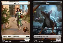 MTG Commander TDM TOKEN Human #0005 Rat #0009 PLAYSET 4X X4 - Image 1