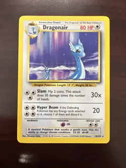Dragonair Pokemon Card, Base Set Unlimited 18/102 NM+ - Image 1