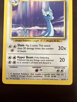 Dragonair Pokemon Card, Base Set Unlimited 18/102 NM+ - Image 4