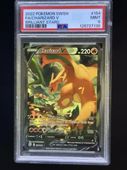 Charizard V Alt Full Art 154/172 Pokemon Cards Brilliant Stars PSA 9 MINT - Image 1