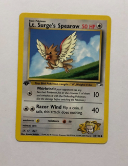Pokemon Card 1st Edition Gym Heroes Lt. Surge's Spearow 83/132 Near Mint - Image 1