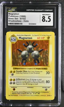 CGC 8.5 Magneton 1999 Base Set 9/102 Shadowless Holo Pokemon Card - Image 1