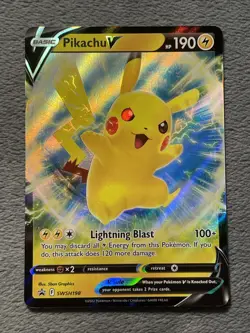 Pikachu V Swsh198 Full Art Black Start Promo Holo Pokemon Card NM+ - Image 1