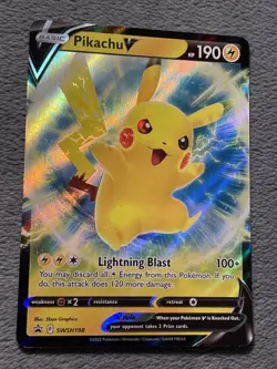 Pikachu V Swsh198 Full Art Black Start Promo Holo Pokemon Card NM+ - Image 3