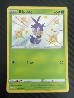 Pokemon TCG Blipbug Shiny Vault/Shining Fates Holo Card SV007/SV122 NM - Image 1