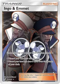 Pokemon Ingo & Emmet (Full Art) NM 1st Edition Normal SM - Team Up - Image 1