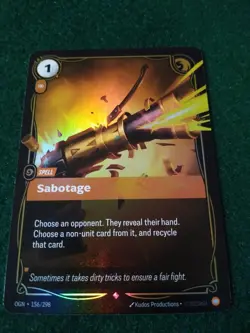 SABOTAGE 156/298 RIFTBOUND LEAGUE OF LEGENDS (SPELL) RARE FOIL CARD - Image 1