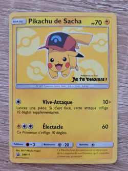 Carte Pokemon Pikachu de sacha SM111 Soleil & Lune Promo Francais - Image 1