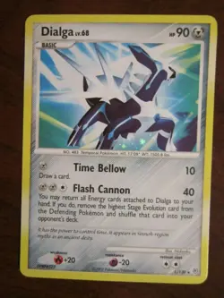 DIALGA HOLO POKEMON CARD 1/130 DIAMOND & PEARL NEV PLAYED NM- BLEED ERROR - Image 1