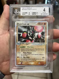 BGS 4 Pokemon MEDICHAM EX Card (EX EMERALD Set) 95/106 Ultra Rare Holo - Image 1
