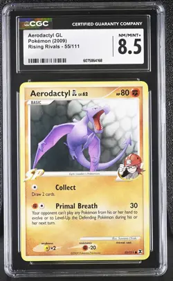 CGC 8.5 Aerodactyl GL 2009 Rising Rivals 55/111 Pokemon Card - Image 1
