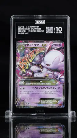 2015 Pokemon Japanese Red Flash Mega Mewtwo EX 1st Edition 028 TAG 10 Gem Mint - Image 1