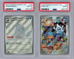 PSA 10 Holiday Calendar Sequential Pokemon Lot Vanillish 190 & Crabominable 149 - Image 1