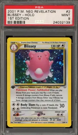 Pokemon Blissey Neo Revelation 1st Edition Holo Rare #2 PSA 9 Mint - Image 1