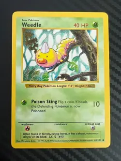 Pokemon TCG Weedle 69/102 Shadowless Common Base Set LP - Image 1