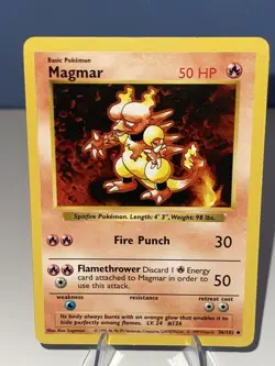 Pokemon TCG Magmar 36/102 Shadowless Base Set Vintage 1999 WOTC - LP - Image 1