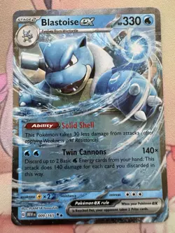 Pokemon TCG Card Blastoise ex Scarlet & Violet - 151 009/165 Holo Double Rare - Image 1