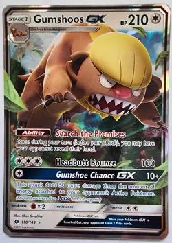 Pokemon Trading Card TCG Gumshoos GX Full Art Holo 110/149 Nintendo 2017 - Image 1