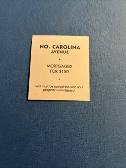1998 Monopoly Property Deed Card NORTH CAROLINA AVENUE Game Piece Part - Image 2