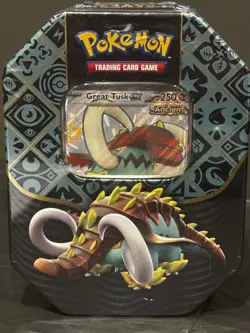 Pokemon TCG Paldean Fates - Great Tusk ex Tin - FAST SHIP - IN HAND - NEW - Image 1