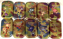 POKEMON 151 MINI TINS Complete Set of 10 +Coins +Art Cards (NO PACKS INCLUDED) - Image 1