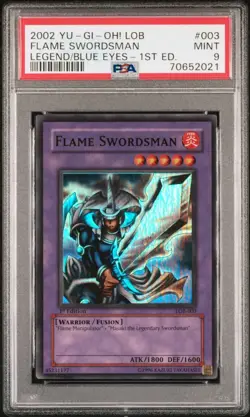 Yu-Gi-Oh! 2002 Flame Swordsman LOB-003 1st Edition - PSA 9 - Image 1