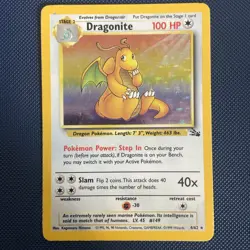 Pokemon TCG Dragonite 4/62 LP Fossil Unlimited Holo Rare - Image 1